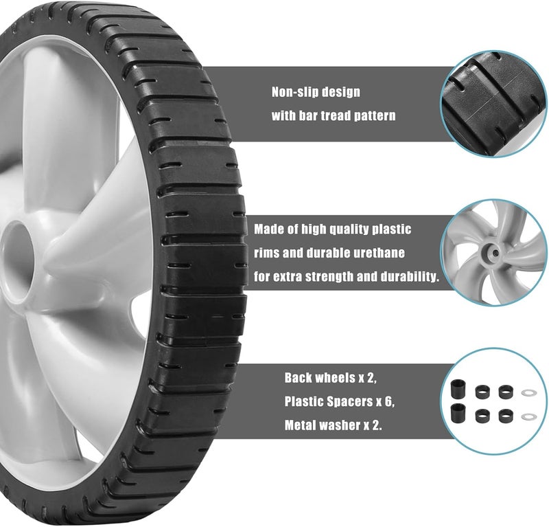 Sutmorly 12x1.75" Lawn Mower Rear Wheels for Craftsman Arnold 490-324-0002, 12-Inch Plastic Wheels Tires Compatible with Poulan, Brute, Hon da, Hu sqvarna, Yard Machines Walk Behind Mowers, 2 Pack - Image 4